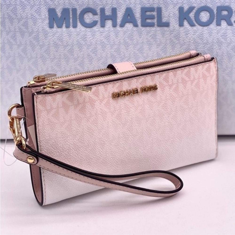 MICHAEL KORS Jet Set Large Ombré Signature Logo Wristlet Phone Holder Wallet